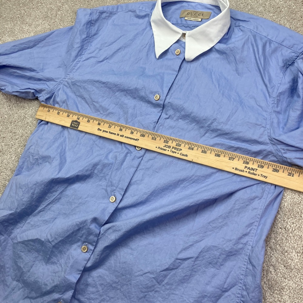 Gucci Dress Shirt Womens 50 Blue White Collar Uniform Button Up Designer - Picture 8 of 8